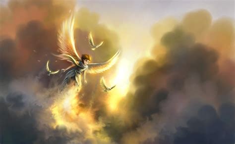 angel, Fantasy, Birds, Flight, Sunset, Sunrise, Sky, Clouds, Wings ...