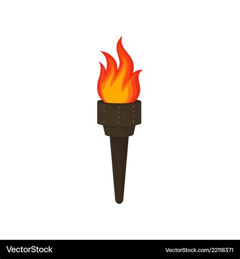 Cartoon icon of flaming torch brightly blazing Vector Image