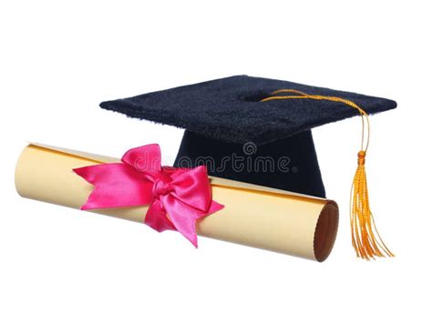 Black Graduation Cap with Degree Isolated Stock Image - Image of achievement, education: 38543885