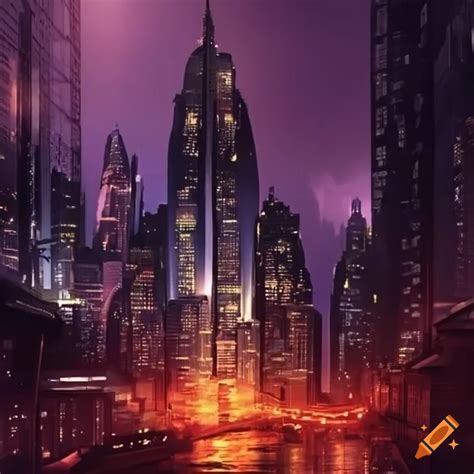 Futuristic cityscape at night on Craiyon