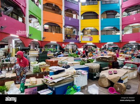 Atrium of the local, central food market, Siti Khadijah, in Kota Bharu ...