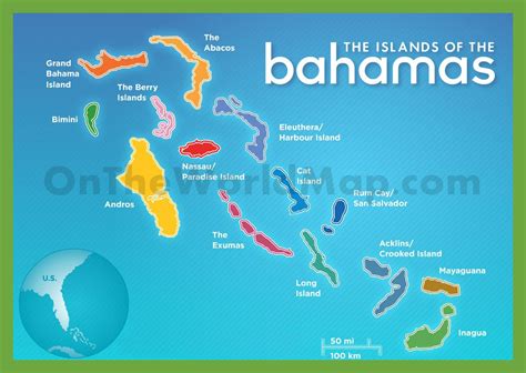 The islands of The Bahamas map - Ontheworldmap.com