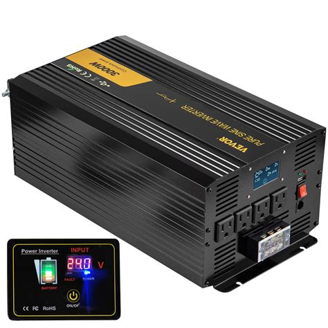 VEVOR Pure Sine Wave Inverter 3000 Watt Power Inverter, DC 24V to AC ...