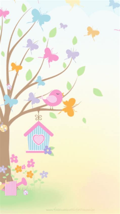 a tree with birds, butterflies and a birdhouse