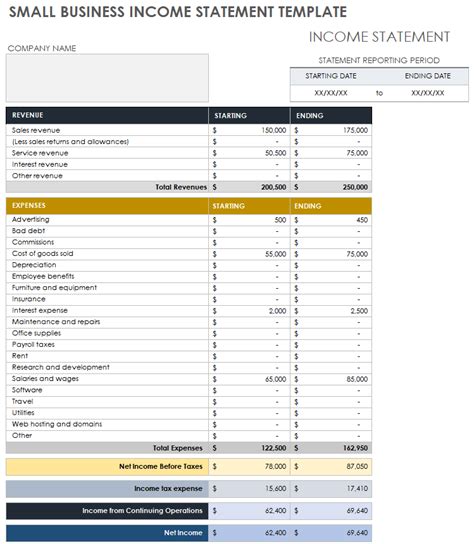 Income Statement Excel Template