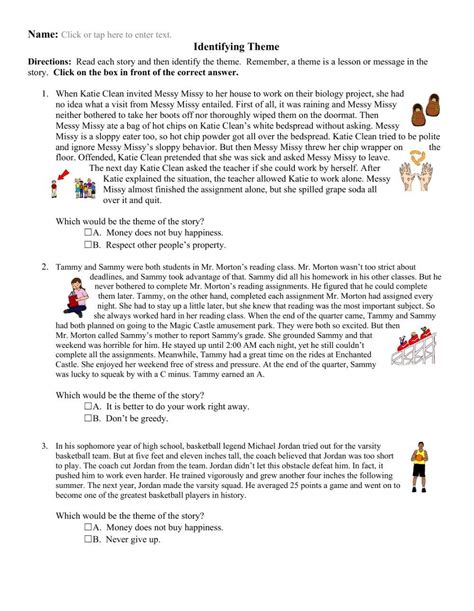 Theme Worksheets | Theme Analysis Worksheet - Worksheets Library