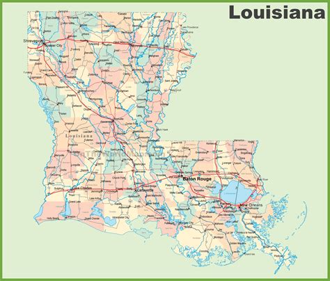 Louisiana Map With Cities And Towns – Map Vector