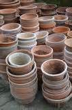 Terracotta plant pots stock image. Image of centre, orange - 14842223