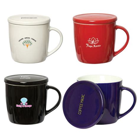 Promotional 12 Oz Piccolo Coffee Mugs with Lid - Ceramic Mugs