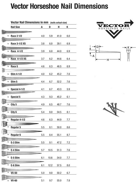 Horseshoe Nail Size Chart