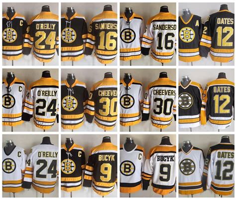 2020 Vintage Boston Bruins Hockey Jerseys 12 Adam Oates 9 Johnny Bucyk 16 Derek Sanderson 30 ...