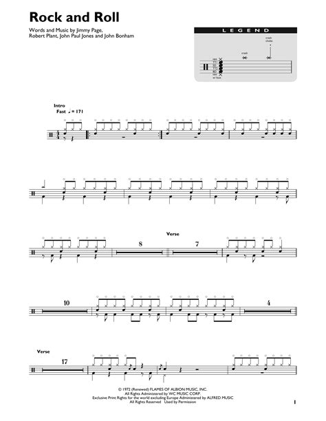 Led Zeppelin "Rock And Roll" Sheet Music Notes | Download Printable PDF ...