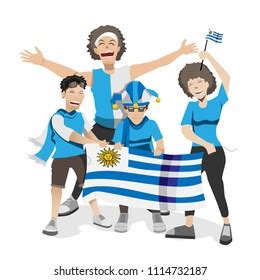 Uruguay Football Fans Cheerful Soccer Fans Stock Vector (Royalty Free ...