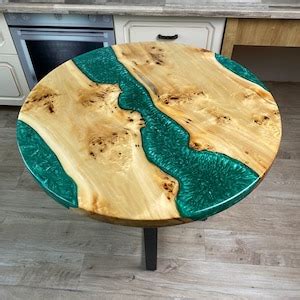 Wooden Green Epoxy Resin Round Table Top Custom Kitchen - Etsy
