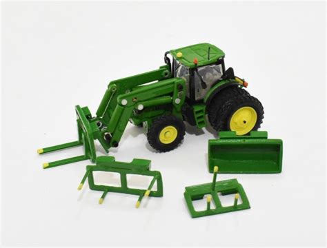 1/64 Custom John Deere Tractor With Duals, Loader, Bucket, Pallet Forks ...