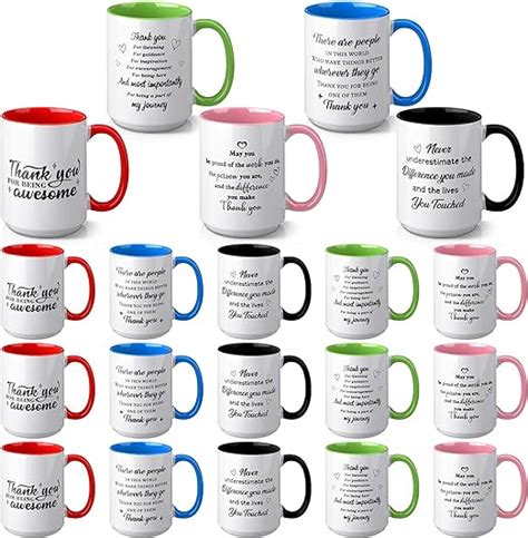 Amazon.com: Nitial 20 Pcs Thank You Sublimation Mugs Gifts White Coffee Mugs 15oz Sublimation ...