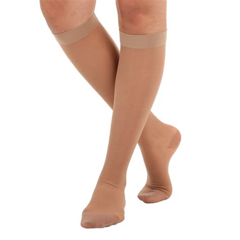 Sheer Compression Knee Highs, Made in the USA Light Support Socks for Woman 8-15mmHg 1 Pair ...