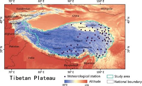 Map of geopolitical boundaries and elevation for the Tibetan Plateau.... | Download Scientific ...