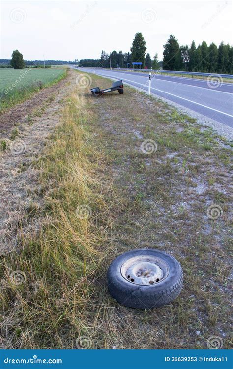 Broken tire stock image. Image of abandoned, trailer - 36639253