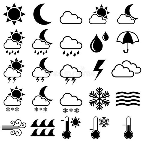 Weather Black And White Icons Stock Vector - Illustration of abstract ...