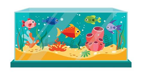 poissons de dessin animé dans un aquarium 13505863 Art vectoriel chez Vecteezy