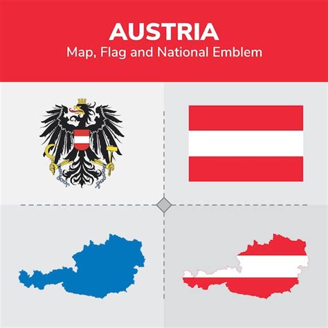 Premium Vector | Austria map flag and national emblem