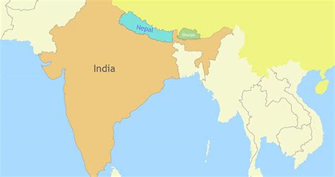 Bhutan Border Map/Bhutan Map with Surrounding Countries