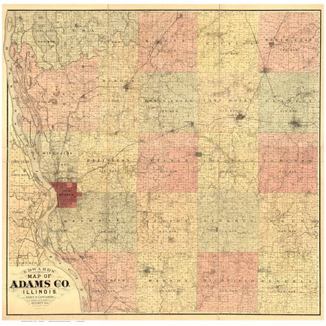 Adams County, Illinois 1889 - Old Map Reprint - OLD MAPS