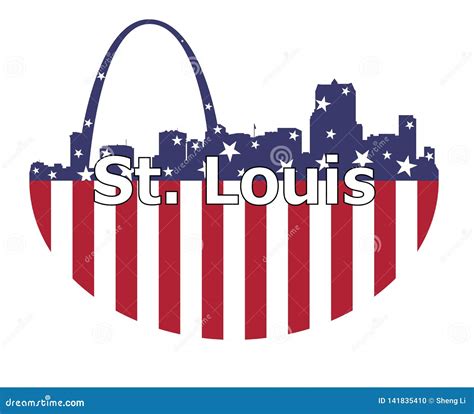 St. Louis City and USA Flag Stock Vector - Illustration of building, louis: 141835410