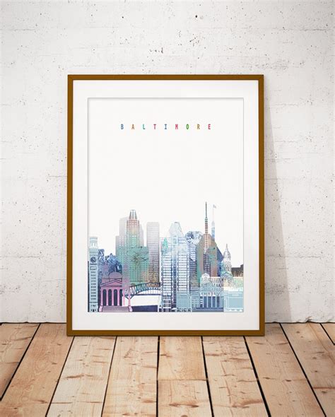 Baltimore Skyline Art Print Poster Modern Wall Art New - Etsy