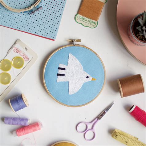 White Bird Embroidery Hoop Kit By Cotton Clara