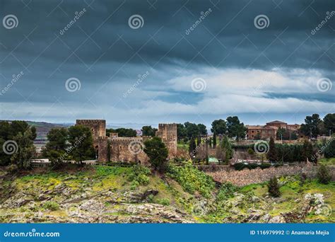 Castle of San Servando Under Storm Clouds Stock Photo - Image of ...