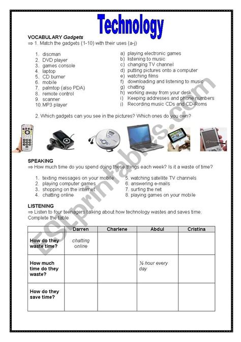 Technology - ESL worksheet by Lauraip