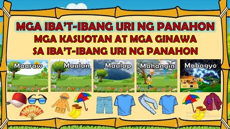 MGA IBA'T-IBANG URI NG PANAHON AT MGA KASUOTAN NA GINAGAMIT SA IBA'T-IBANG URI NG PANAHON - YouTube