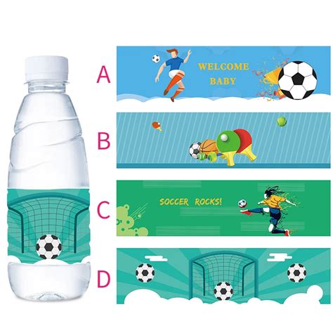 Children Kids Boy Football Cartoon Water Bottle Labels Stickers ...