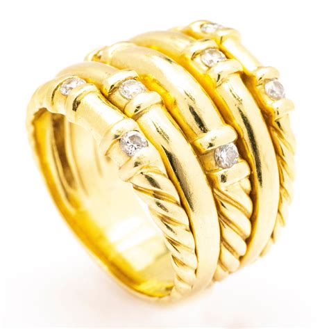 David Yurman 18kt Yellow Gold Stack Ring - Bijoux Jewels