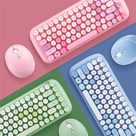 Wireless Keyboard and Mouse Set - Pink - Blue - 3 Colors - ApolloBox