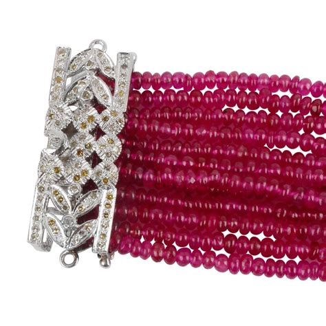 Ruby Gemstone Beaded Bracelet Silver 18 Karat Gold Handmade Chain ...