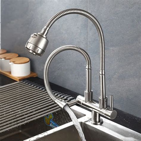 304 stainless steel no lead Kitchen sink Faucet Sink Tap 360 Swivel only cold Kitchen faucet ...