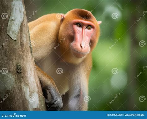 The Bizarre Beauty of the Proboscis Monkey Stock Illustration ...