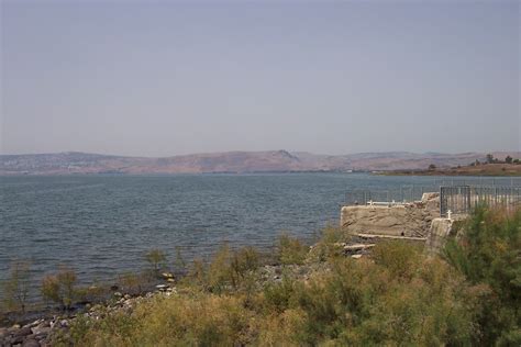 From Capharnaum looking over the Sea of Galilee with Tiberius across the sea. Capernaum, Sea Of ...