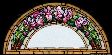 "Arched Rose Transom" Stained Glass Window | Diy stained glass window, Stained glass rose ...
