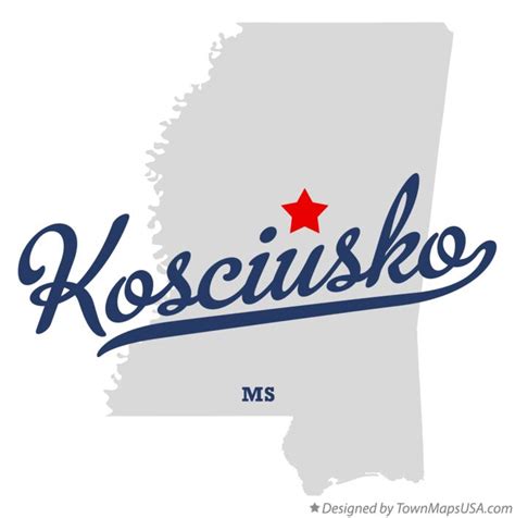 Map of Kosciusko, MS, Mississippi