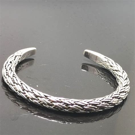 Bracelet 925 Sterling Silver Braided Cuff Bracelet - ELIZ Jewelry and Gems