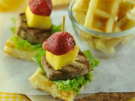 Fish and Fruit Waffle Canapes | Online Recipe | The Maya Kitchen