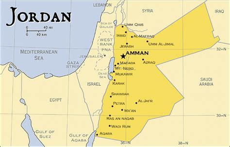 Jordan Map Political Regional | Maps of Asia Regional Political City