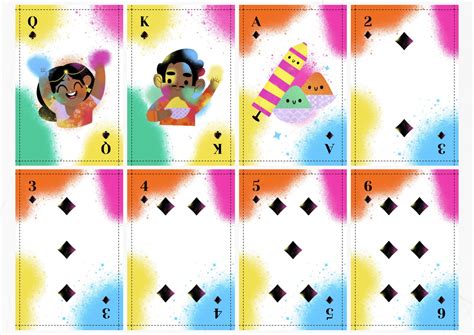 Holi Festival Themed Printable Deck of Playing Cards