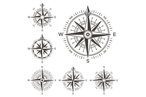 Nautical Compass Rose Drawing