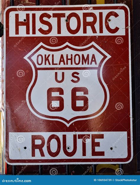 Route 66 sign in Oklahoma. stock image. Image of famous - 106934739