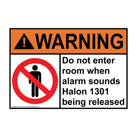 ANSI WARNING Do Not Enter Room When Alarm Sounds Sign AWE-2195